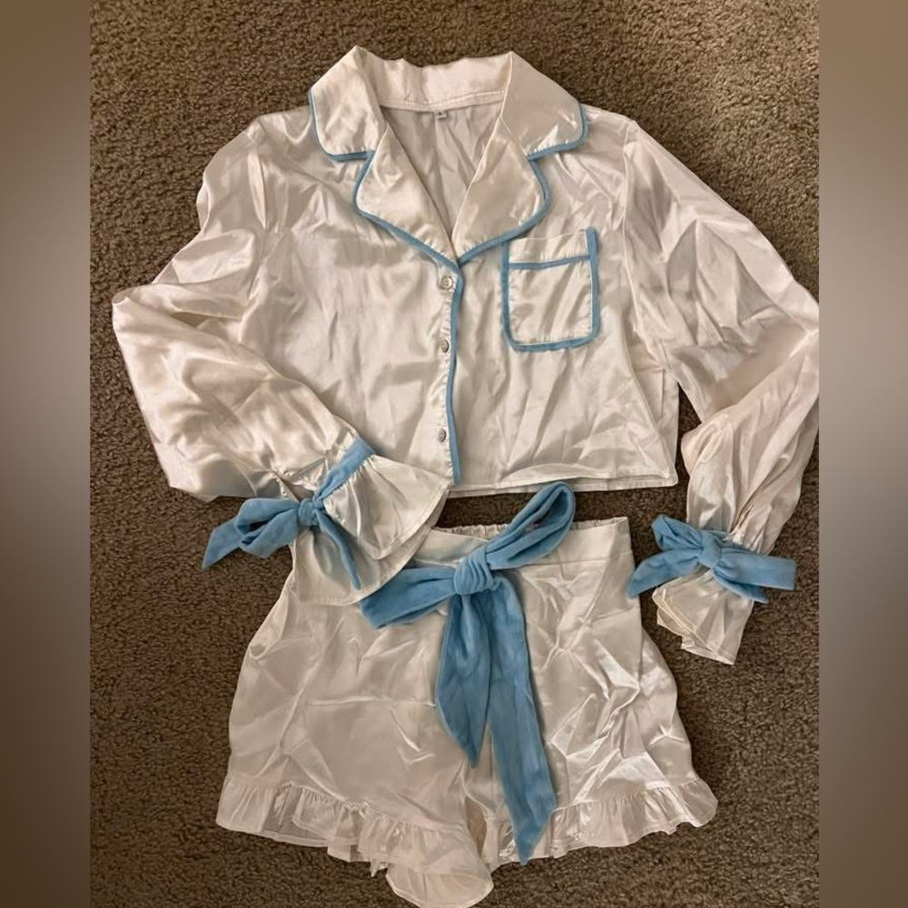 White and Blue Pajama Set